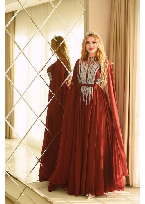 198610 BORDO COCKTAİL DRESS