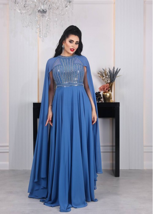 198614 BLUE COCKTAİL DRESS