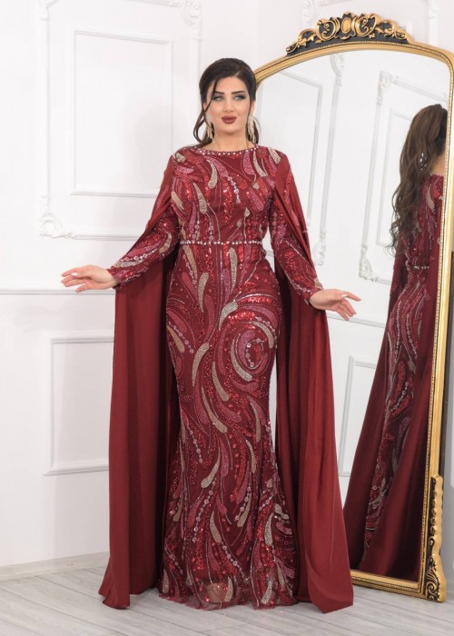 198628 BORDO COCKTAİL DRESS