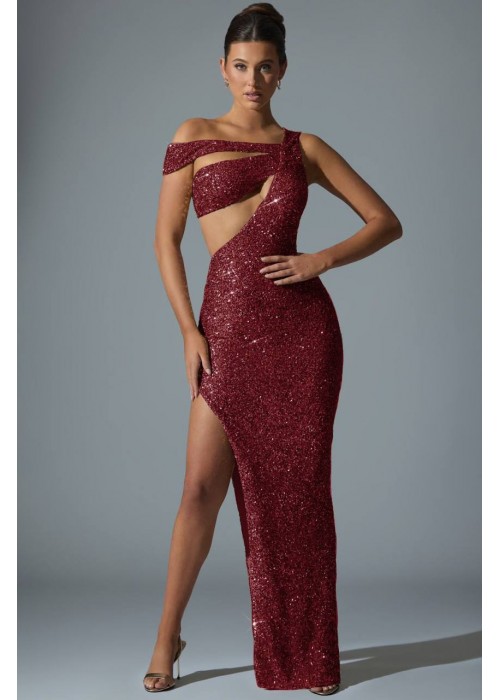 198661 BORDO COCKTAİL DRESS