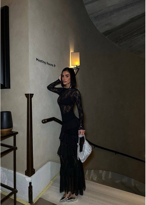 198697 BLACK COCKTAİL DRESS TULLE