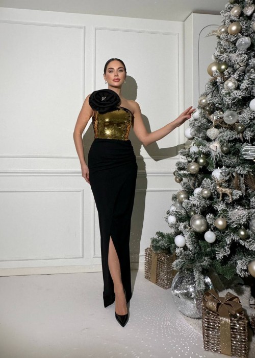 198794 GOLD COCKTAİL DRESS