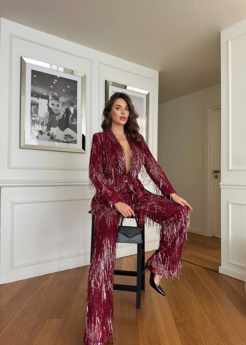 198807 BORDO COCKTAİL DRESS
