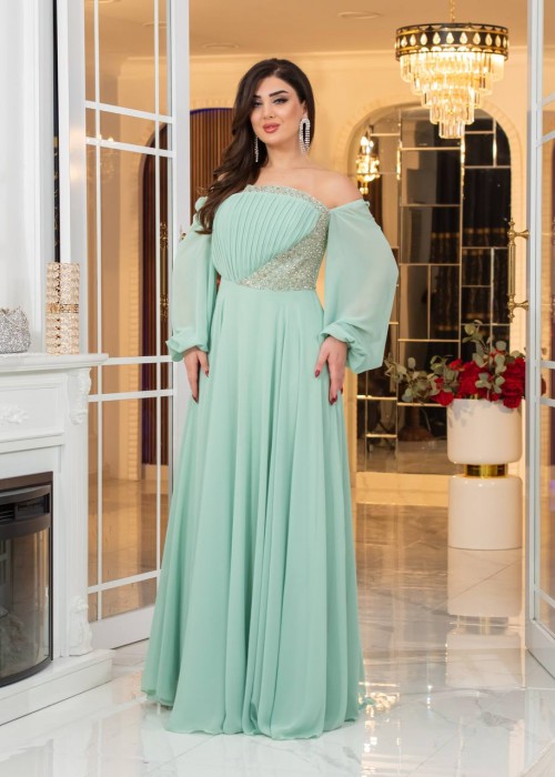 198930 GREEN COCKTAİL DRESS