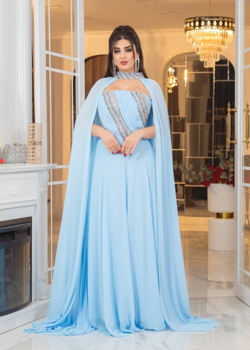 198933 BLUE COCKTAİL DRESS