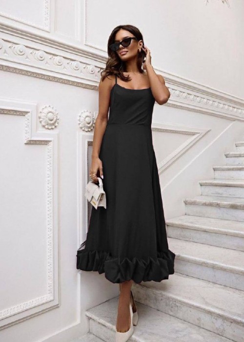 199012 SCHWARZ KLEID DOPPELSTOFF