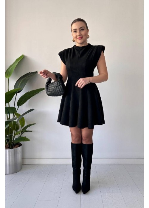 199124 SCHWARZ KLEID Wildleder