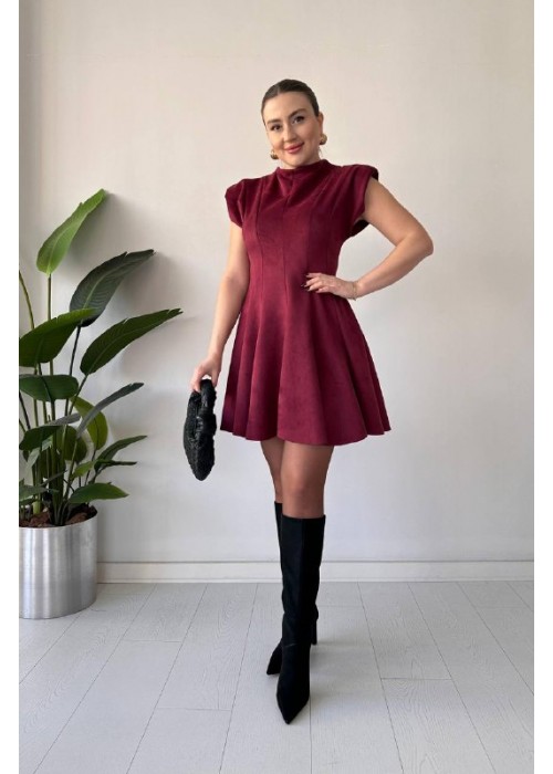 199125 BORDO KLEID Wildleder