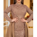 199401 BEIGE COCKTAİL DRESS