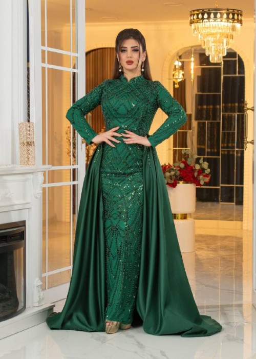 199402 GREEN COCKTAİL DRESS