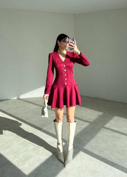 199511 BORDO KLEID Wildleder