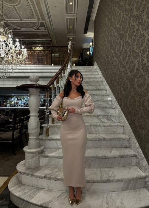 199560 BEIGE KLEID