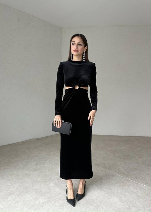 199601 SCHWARZ KLEID SAMT