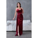 199676 BORDO COCKTAİL DRESS VELVET