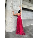 200018 ROT COCKRAİLKLEİD CHIFFON STOFF