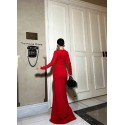 200919 RED COCKTAİL DRESS SCUBA FABRIC
