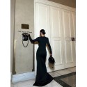 200921 BLACK COCKTAİL DRESS SCUBA FABRIC