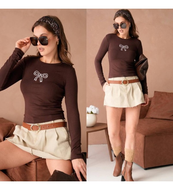201163 COFFEE BLOUSE