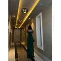 201212 GREEN COCKTAİL DRESS SANDY FABRİC