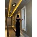 201215 PATTERNED COCKTAİL DRESS SANDY FABRİC
