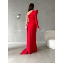 201238 RED COCKTAİL DRESS SCUBA FABRIC