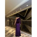201242 PURPLE COCKTAİL DRESS VELVET