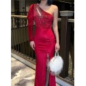 201243 RED COCKTAİL DRESS VELVET