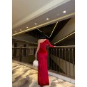 201243 RED COCKTAİL DRESS VELVET