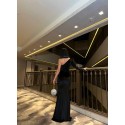 201244 BLACK COCKTAİL DRESS VELVET