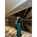 201245 GREEN COCKTAİL DRESS VELVET