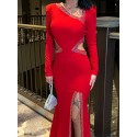 201444 RED COCKTAİL DRESS SCUBA CREP