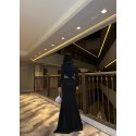 201446 BLACK COCKTAİL DRESS SCUBA CREPE