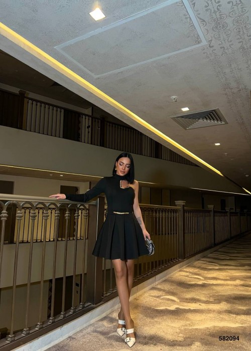 201453 SCHWARZ KLEID Tauchstoff