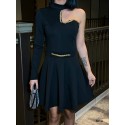 201453 SCHWARZ KLEID Tauchstoff