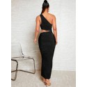 201519 BLACK COCKTAİL DRESS Crystal knitting