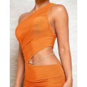 201520 ORANGE COCKTAİL DRESS Crystal knitting