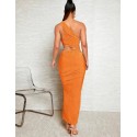201520 ORANGE COCKTAİL DRESS Crystal knitting