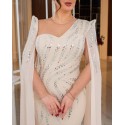201534 CREAM COCKTAİL DRESS