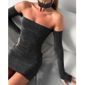 201583 BLACK COCKTAİL DRESS Flowers fabric
