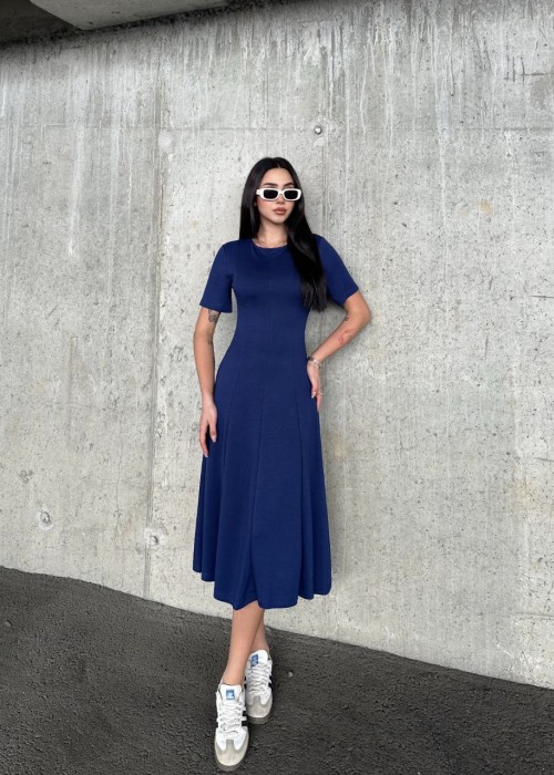 201958 BLAU KLEID Modal Stoff