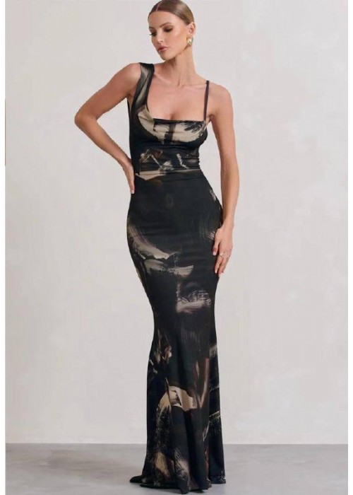 201983 GEMUSTERT KLEID Valencia Stoff