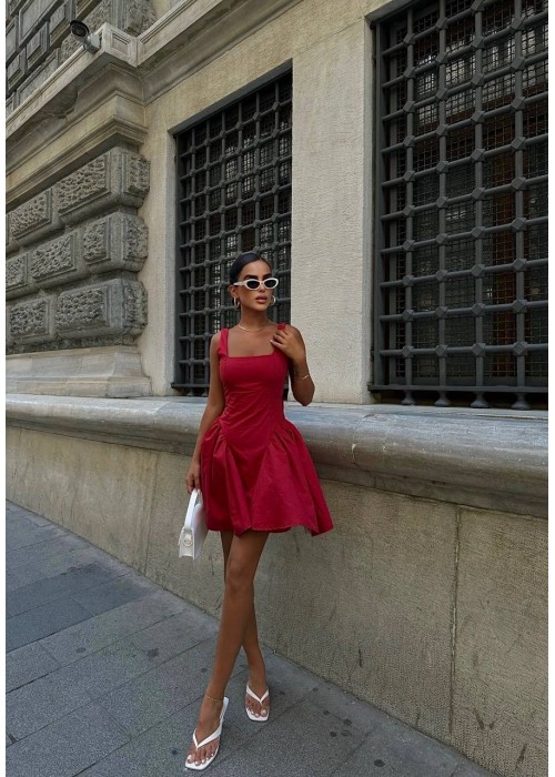 202103 ROT KLEID POPLIN STOFF