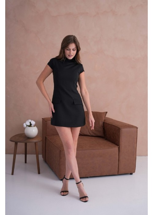 202174 SCHWARZ KLEID ATLAS STOFF