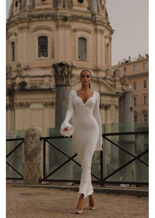 202340 ecru KLEID Tauchstoff
