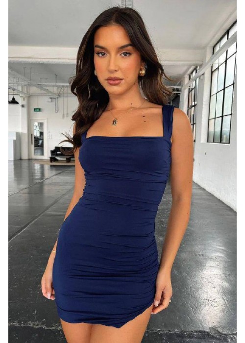 202356 NAVY BLAU KLEID Sandstrahl