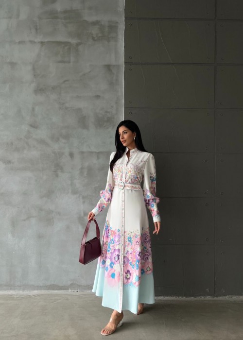 202472 ecru KLEID ATLAS STOFF