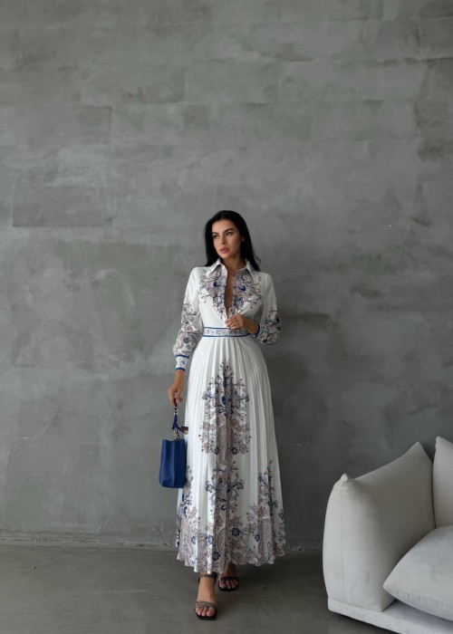 202474 GEMUSTERT KLEID ATLAS STOFF
