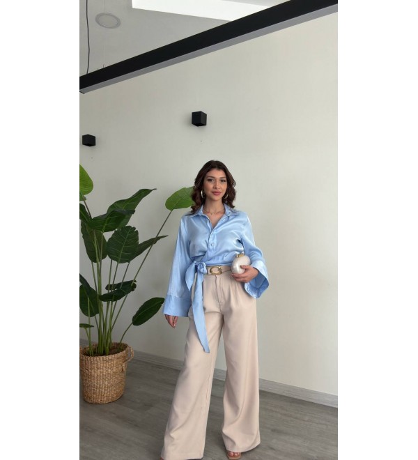 202549 BLUE SHIRT SATIN FABRIC