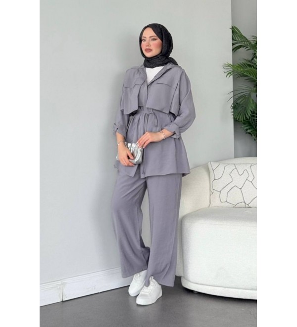 202703 GRİ TESETTÜR TAKIM GRİ