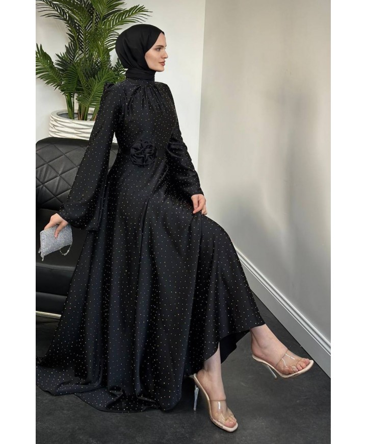 202722 SİYAH TESETTÜR ABİYE